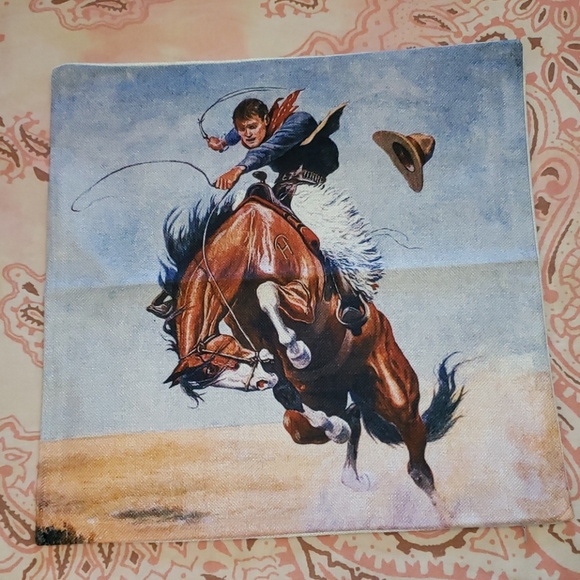 Western Pillow Cowboy Rodeo Horse Bronc Rider - Picture 2 of 11